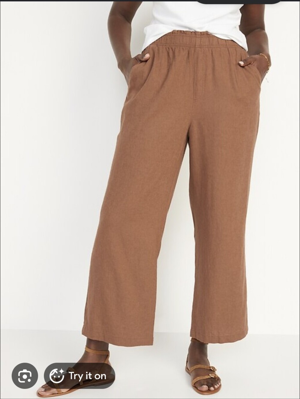 Old Navy High-Waisted Linen Pants Rust Color NWT